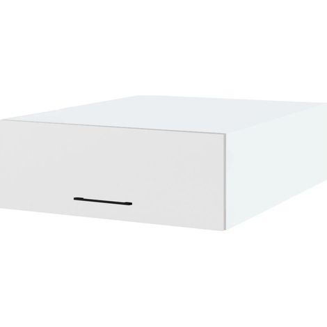Meuble haut grande profondeur de cuisine Lovia Blanc Mat 1 porte relevable L 80 cm - Porte avec poignée apparente White (1/3)
