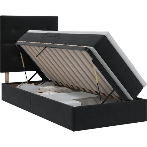 Maison Exclusive - Letto con contenitore e materasso Nero 100 x 200 cm Velluto (1/5)