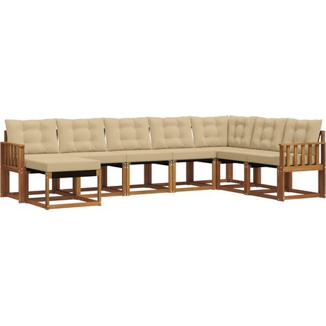 Conjunto de sofás de exterior 8 uds. Natural y Beige vidaXL (1/5)