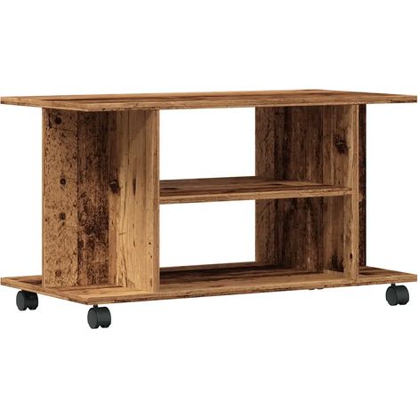 Meuble TV avec roulettes pratique et robuste 80 x 40 x 45 cm en bois d'ingénierie vieux bois (1/5)