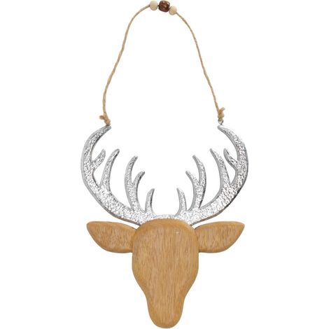 TrendLine Deko Rentierkopf aus Holz zum Hängen 36 cm Dekofigur Weihnachten Xmas