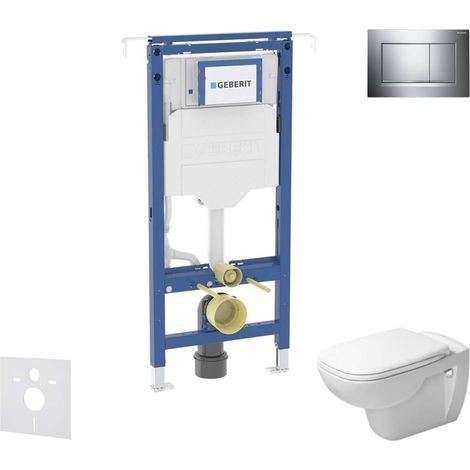 Geberit Duofix - Set Vorwandelement, Duravit D-Code WC und Sitz, Sigma20 Tasten, Rimless, SoftClose, Chrom glänzend/Chrom matt SANI11CP1102 (1/5)