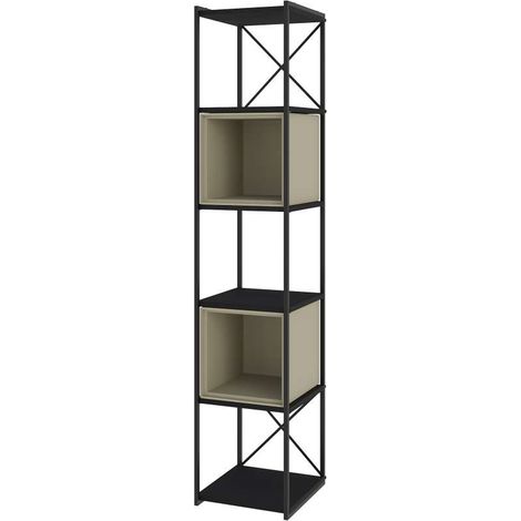 Estantería 2 cubos y estantes modelo Berta-36 acabado negro/verde, 179cm(alto) 36cm(ancho) 39cm(largo). (1/2)