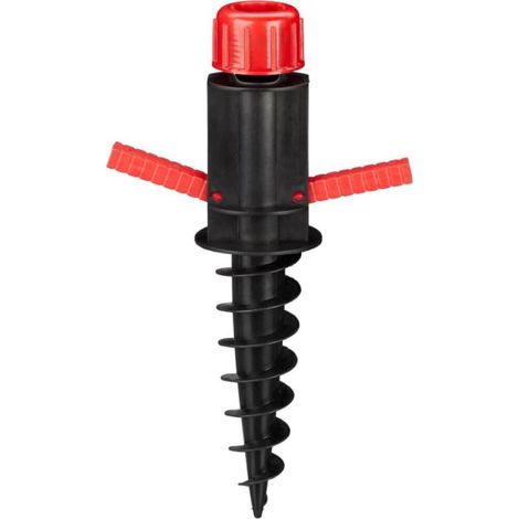 Noir Pied, Porte parasol, Support à vis, Douille de sol, Diamètres 19 32 mm, Camping, Plage, rouge (1/4)