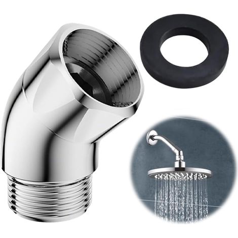 Adaptateur de douchette à 135 °, adaptateur de raccord de tuyau de douche avec rondelles, pommeau de douche articulé, raccord coudé pour pommeau de douche à main, raccord mobile (1/5)