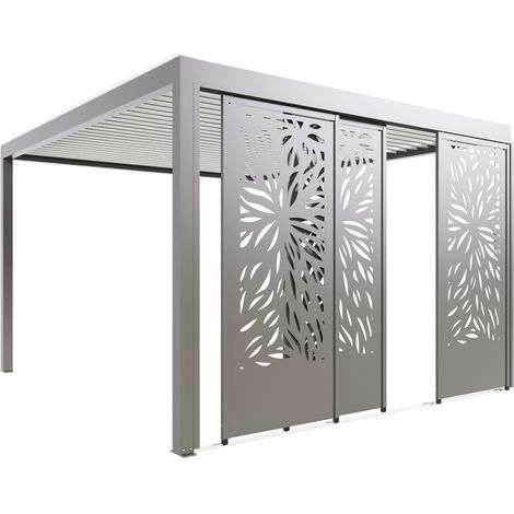 Paroi Coulissante Latérale Tôle Aluminium Gris 3m50 Pour Pergola S et SV ORIAL Adossée France (1/3)