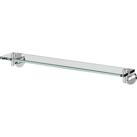 Orbit Polished Chrome and Glass 600mm Wall Mounted Vanity Shelf (1/5)