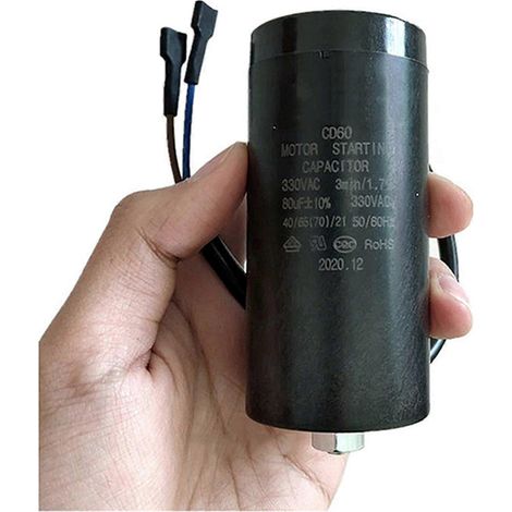 Condensateur de démarrage de compresseur de réfrigérateur-congélateur 330 V 80 μF (pièce de rechange) (1/5)
