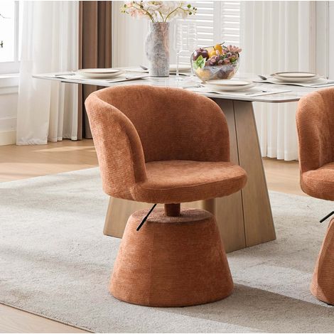 Sgabello da bar girevole moderno FLORAGRACE in ciniglia arancione 60x57,5x92,5 cm (1/5)