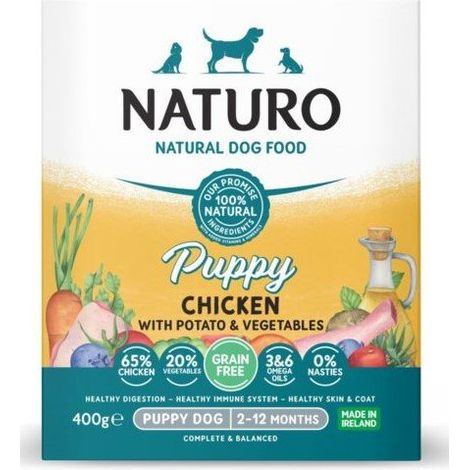 Naturo  Grain Free Puppy  Puppy Tray 400g - Puppy  Pollo con patate e verdure 400g
