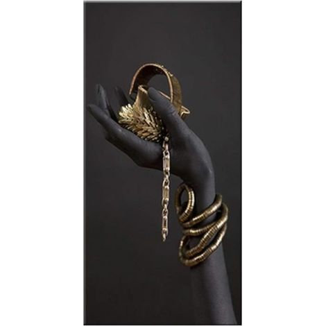 Peintures sur Toile Art Mural Affiches et estampes Grande Femme Noire avec des Bijoux dorés sur Les Mains Photo 40x65cmx3 sans (1/4)