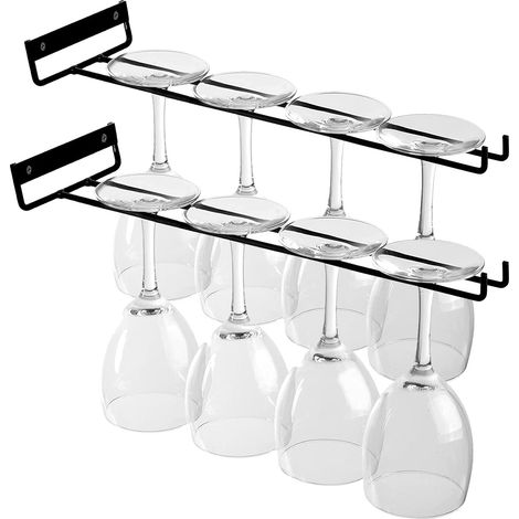 Piece Glass Rail, Stemware Shelf, Wine Glass Holder, Wine Glass Rack, Iron Stemware Holder Under Cabinet, For Home Bar Kitchen Bar Pub Restaurant (1/5)