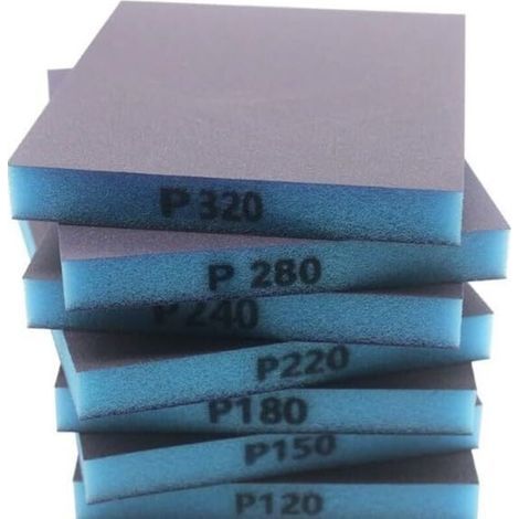 12 Pièces Papier de Verre 220 Grain Eponge Abrasive Double Face Mince Bleu, Papier à Poncer Humide et Sec Flexible pour Ponçage Fin de Carrosserie Auto, Meubles en Bois, Métal, Placo et Artisanat