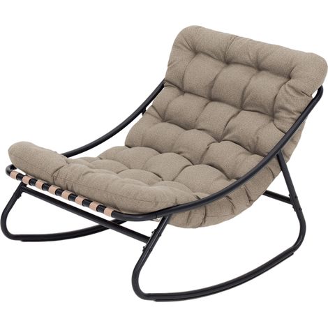Silla Mecedora Rebecca Mobili Safar 74x101x78 cm Acero Poliéster Marrón Claro Moderno