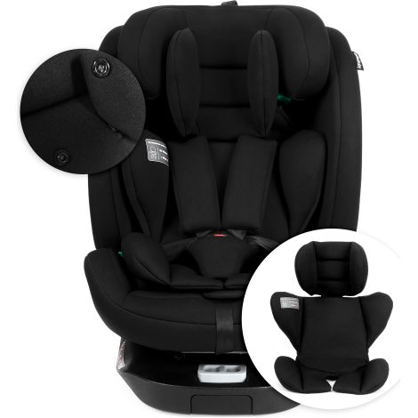 Seggiolino auto per bambini girevole a 360° con montaggio fronte strada/posteriore, sistema ISOFIX, 0-12 anni (0-36 kg), certificato i-Size, facile installazione, nero.