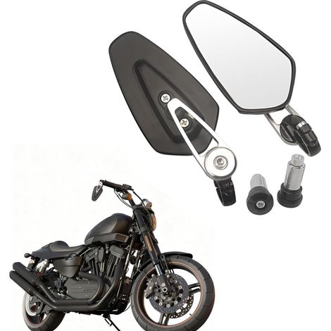 Rétroviseurs embouts de guidon moto 22mm argentés, étanches et antichocs (1/5)