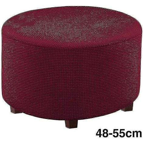 Housse de protection pour repose-pieds rond, amovible, unie, pour salon uniquement, couleur XL, rouge vin. Housse de chaise uniquement. (1/4)