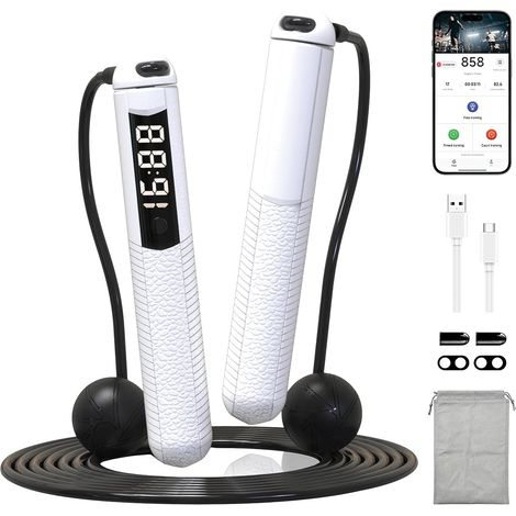 Corde à sauter sans fil à gravité, corde à sauter intelligente avec compteur pour la salle de sport, brûlage de graisses et de calories, analyse des données via application, équipement d'entraînement (1/5)