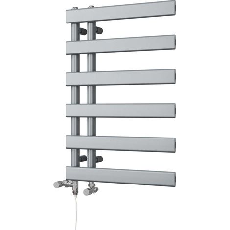 Agar - Silver Dual Fuel Towel Rail H748mm x W500mm Standard (1/3)