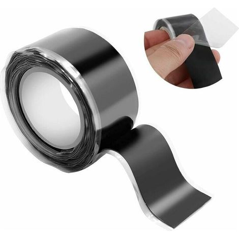 HOXILEELEO - Ruban adhésif de réparation, Bande Silicone Auto Fusible, Ruban Silicone Auto Amalgamant, Ruban Silicone Noir, Ruban Adhésif Isolant et Bande d'étanchéité,2,5 mm de large(1,5M) (1/5)