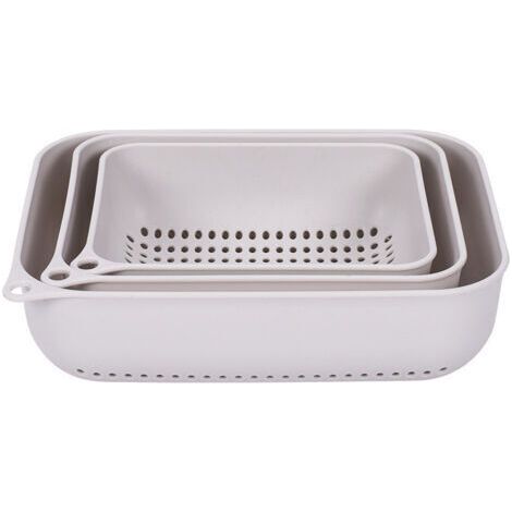 NALOOKAMIC Panier de lavage de légumes en plastique, panier de vidange rectangulaire de cuisine, filtre à eau, panier de stockage de fruits creux,(3PCS) (1/5)