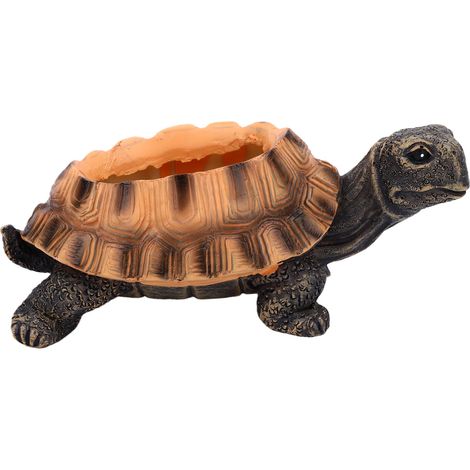 Pot de fleurs en résine en forme de tortue avec trou de drainage, décoration de jardin, pot de fleurs marron pour plantes succulentes, pour intérieur et extérieur (1/5)