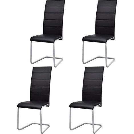 Lot de 4 Chaises de salle à manger cantilever - Chaises à dîner Noir Similicuir BV782078 - BonneVie (1/5)