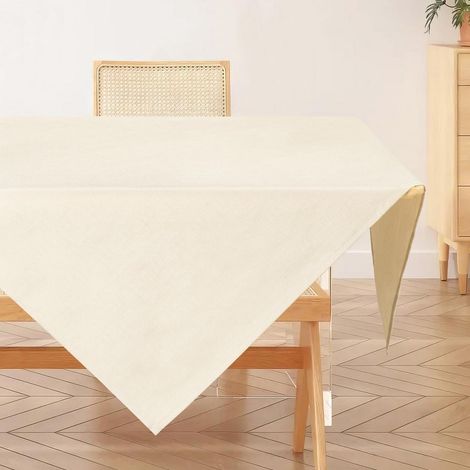 Nappe lavable aspect lin 100x100cm, hydrofuge, résistant aux rayures, beige