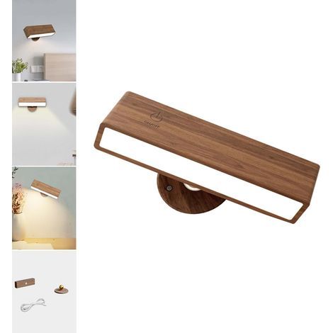 Magnetische Wandleuchte – Walnuss – Holzdesign – Für Schlafzimmer, Wohnzimmer und Nachttisch – Einfache Montage (1/5)
