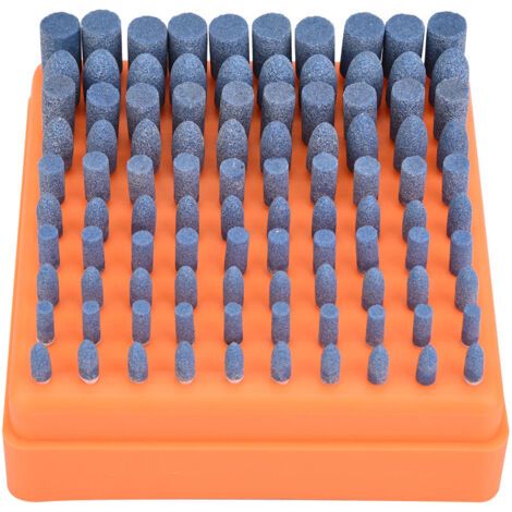 100pcs Pierre à Polir la Tête de Meulage Accessoires de Polissage Roue Fraise Peu pour Meuleuse avec Diamètre de La Tige de La Boîte 3mm(Blue) (1/5)