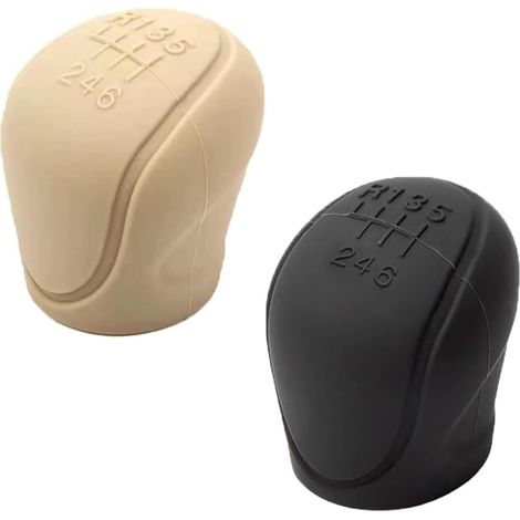 2 pezzi Copri pomello cambio auto rotondo morbido silicone antiscivolo Copri pomello cambio a 6 velocità (1/4)