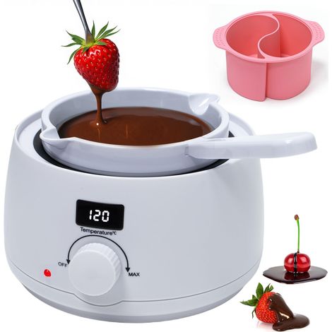 Bol à fondre au chocolat, chauffe-bonbons avec 2 verres d'insertion, spatule, mat, extra grande capacité, outil de fonte, accessoires pour trempette gâteau sucettes (1/5)