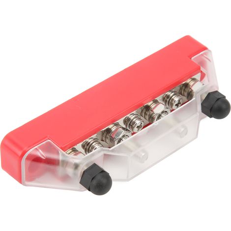 Bloc de distribution électrique 4 bornes M6 7 voies barre omnibus avec capot 48V 150A DC pour voiture camping-car bateau laiton ABS rouge (1/5)