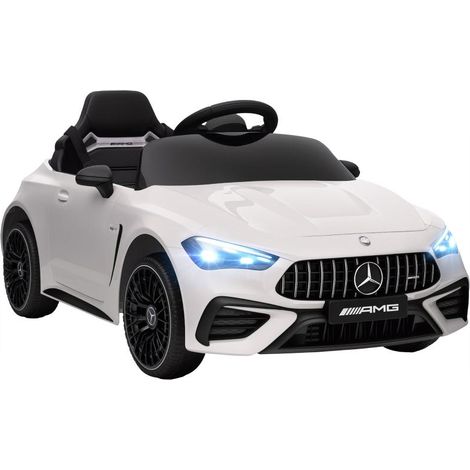 Voiture électrique pour enfants, design Mercedes, moteur 12 V, télécommande, lumières LED, musique, pour les enfants de 3 à 6 ans, blanche