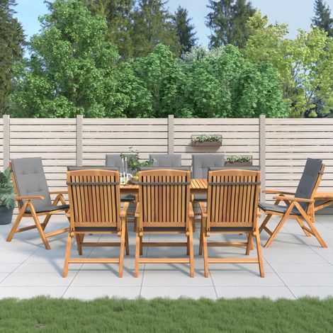 Gartenstühle mit Auflagen 8 Stk. Massivholz Teak (1/5)