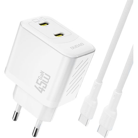 2x USB-C-Wandladegerät mit USB-C GaN PD 45W-Kabel – weiß (1/3)