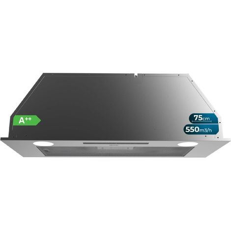 Cecotec Campana Integrable 75cm Bolero Flux IT 755500 Inox A++. Motor 70W, 3 Niveles Potencia, Bajo Consumo, Acabado Inox