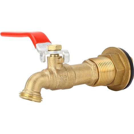 Robinet à bille quart de tour 1/2 pouce pour récupérateur d'eau de pluie avec traversée de cloison pour réservoirs d'eau, baignoires et piscines