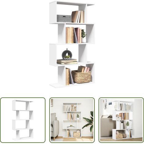 Bücherregal - Raumteiler Bücherregal 4-stufig Weiß 70x24x129 cm Holzwerkstoff (1/5)