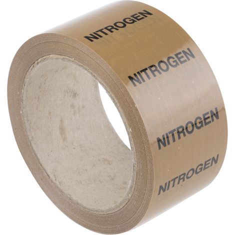 Ruban de marquage pour tuyaux Beige, Texte: Azote PP, Vinyle, largeur 50mm x Longueur 33m ( Prix pour Bobine de 33 Mètres )