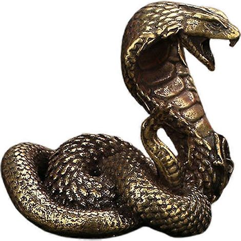 Statue de serpent en laiton (1 pièce) - Figurine créative pour une collation - Sculpture de cobra - Décoration de bureau-4.8X4.2cm-Golden (1/3)