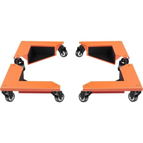 HAUTOUR Lot de 4 roulettes de transport pivotantes à 3 roues avec tapis en plastique et clé à molette, Capacité de charge maximale : 639kg, pour déplacer, piano, machine à laver, 26,5 x 26,5 x 9 cm (1/5)