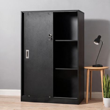 Meuble de rangement de bureau noir 80 x 40 x 120 cm (1/5)