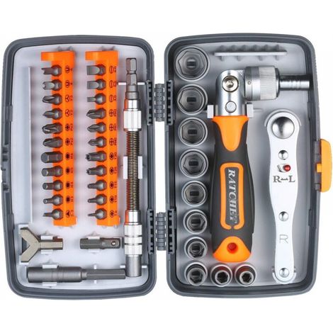 Jeu de tournevis à cliquet de précision 38 pièces, jeu de tournevis magnétiques, kit d'outils de réparation électronique avec rallonge flexible (1/5)