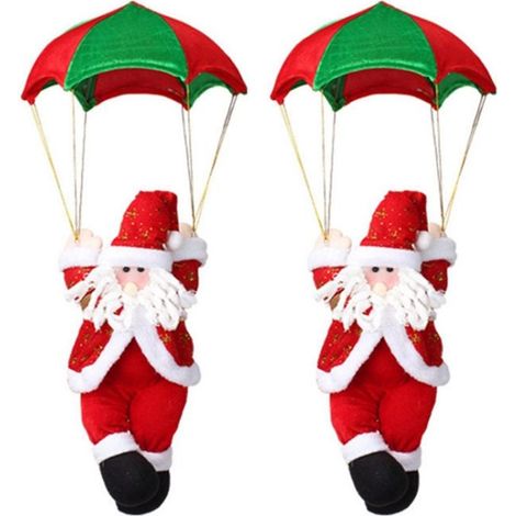 2x Parachute Père Noël, décoration extérieure de Noël, pendentif poupée Père Noël, ornement (1/5)