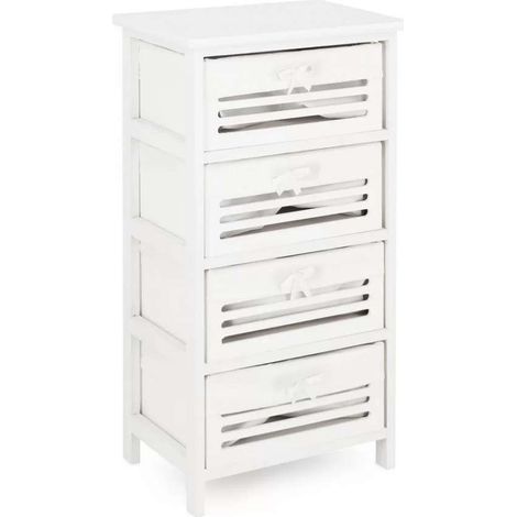 Bizzotto Cassettiera Leny 4 Cassetti Bianco 40x29x73 cm Shabby Chic