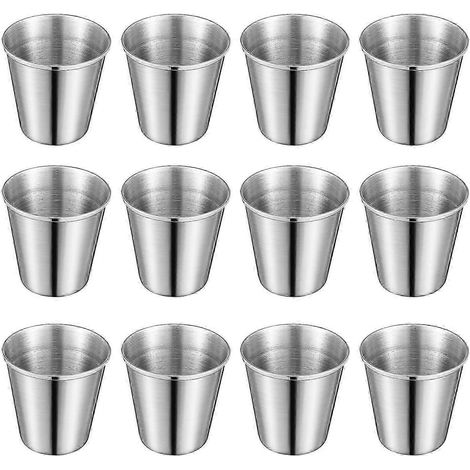 Verres à liqueur portables en acier inoxydable argenté pour la dégustation de vin, lot de 12 (1/5)