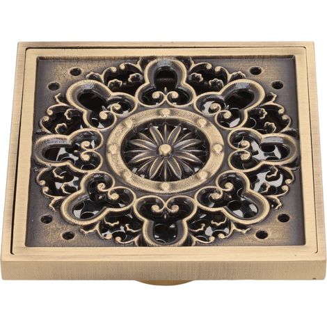 Quadratischer, retro-inspirierter Kupfer-Bodenablauf mit großem Durchfluss und geruchsdichtem Design für Dusche und Badezimmer (1/5)