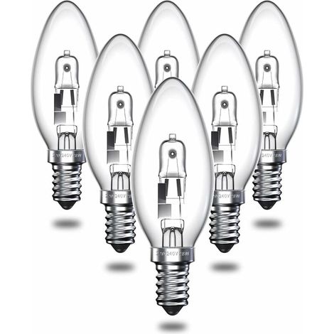 Ampoule Halogène Bougie - 28 W - E14 - 2700 K - 310 Lm - Dimmable - C35 - 6 Pièces (1/5)