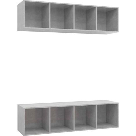 vidaXL Muebles de salón de pared 2 uds madera ingeniería gris hormigón (1/2)